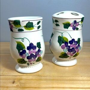 Floral Bathroom Set Waverly Garden Room Sweet Violets Ceramic Retired